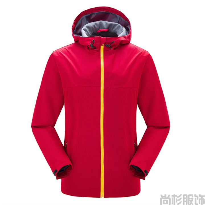 时尚单层冲锋衣简约设计--男大红(图6)