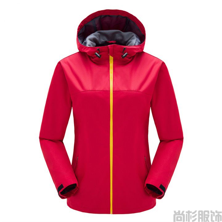 时尚单层冲锋衣简约设计--男大红(图12)