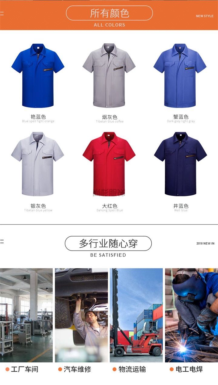 夏季涤棉短袖防静电工作服SX060(图2)